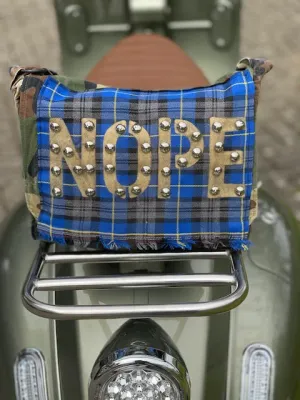 'NOPE' Camo   Blue Tartan Messenger Bag