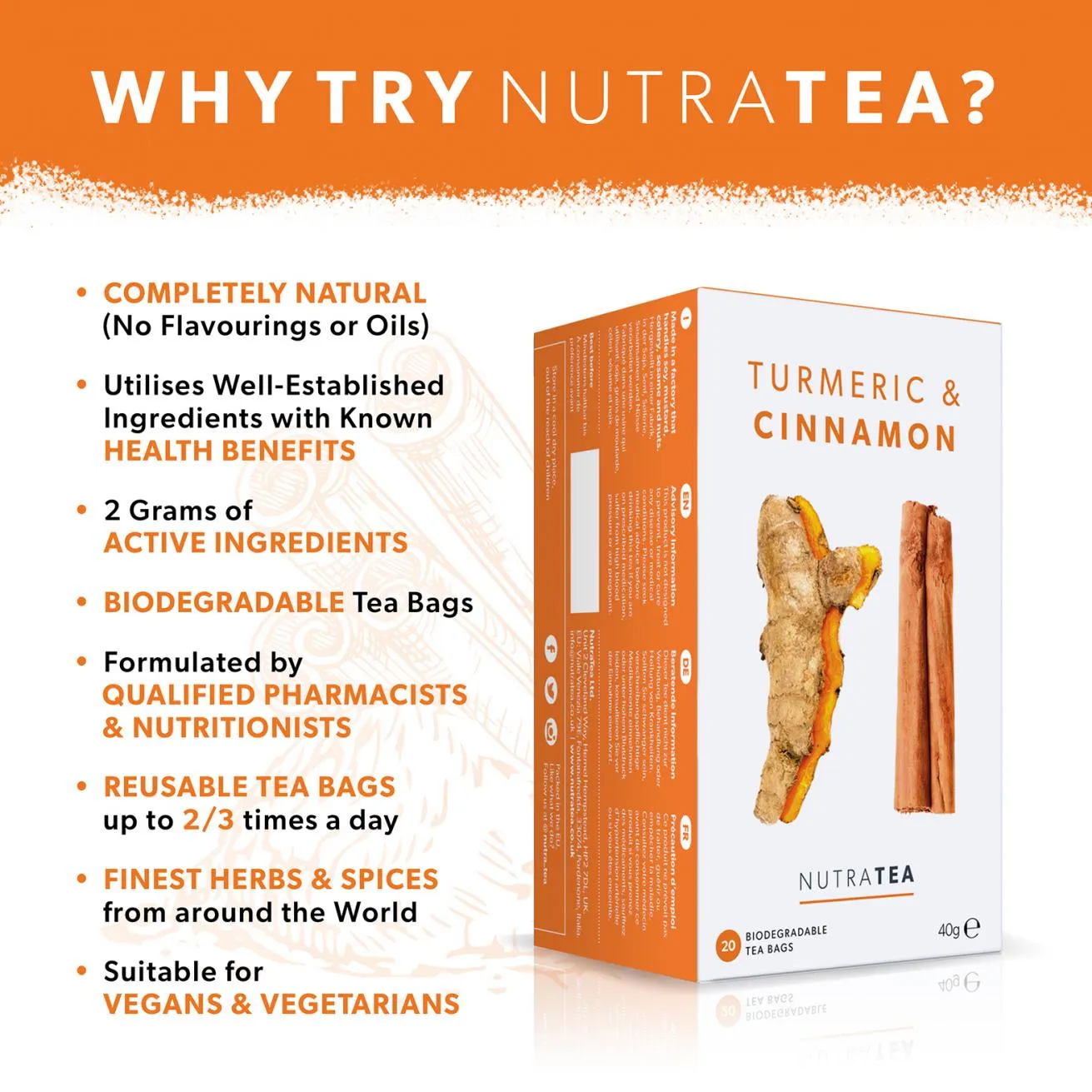 Nutratea Turmeric & Cinnamon Tea Bags 20's