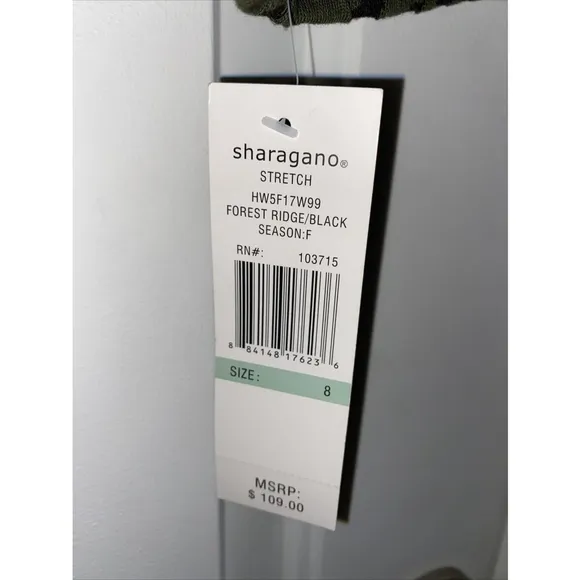 NWT Sharagano Textured Long Sleeve Bodycon Dress Size 8 Green Black