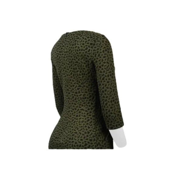 NWT Sharagano Textured Long Sleeve Bodycon Dress Size 8 Green Black