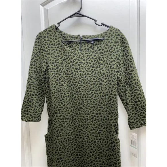 NWT Sharagano Textured Long Sleeve Bodycon Dress Size 8 Green Black
