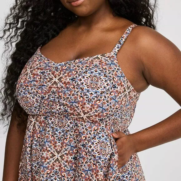 ❤️NWT TORRID MINI TRAPEZE POCKETS DRESS - SLEEVELESS MEDALLION PRINT - PLUS SIZE