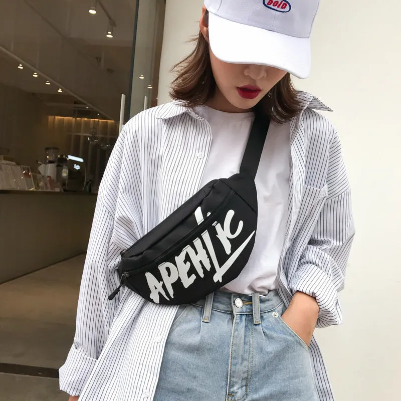 Nylon printed letters small satchel