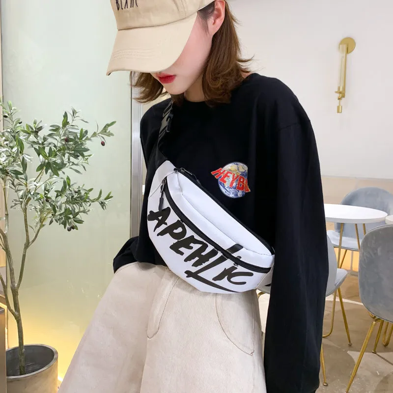 Nylon printed letters small satchel