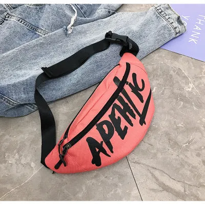 Nylon printed letters small satchel