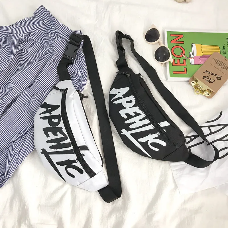 Nylon printed letters small satchel
