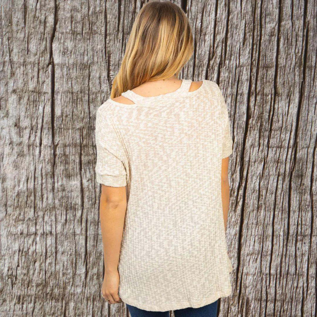 Oatmeal Cold Shoulder top
