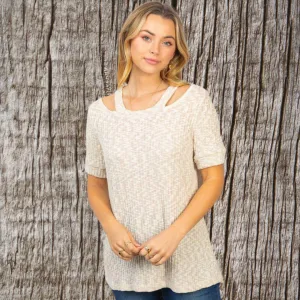 Oatmeal Cold Shoulder top