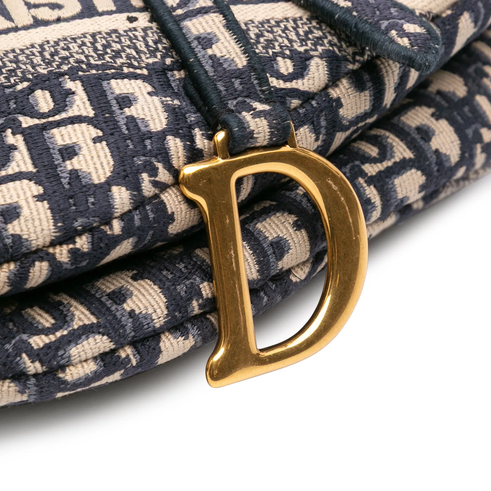 Oblique Embroidered Canvas Saddle Bag