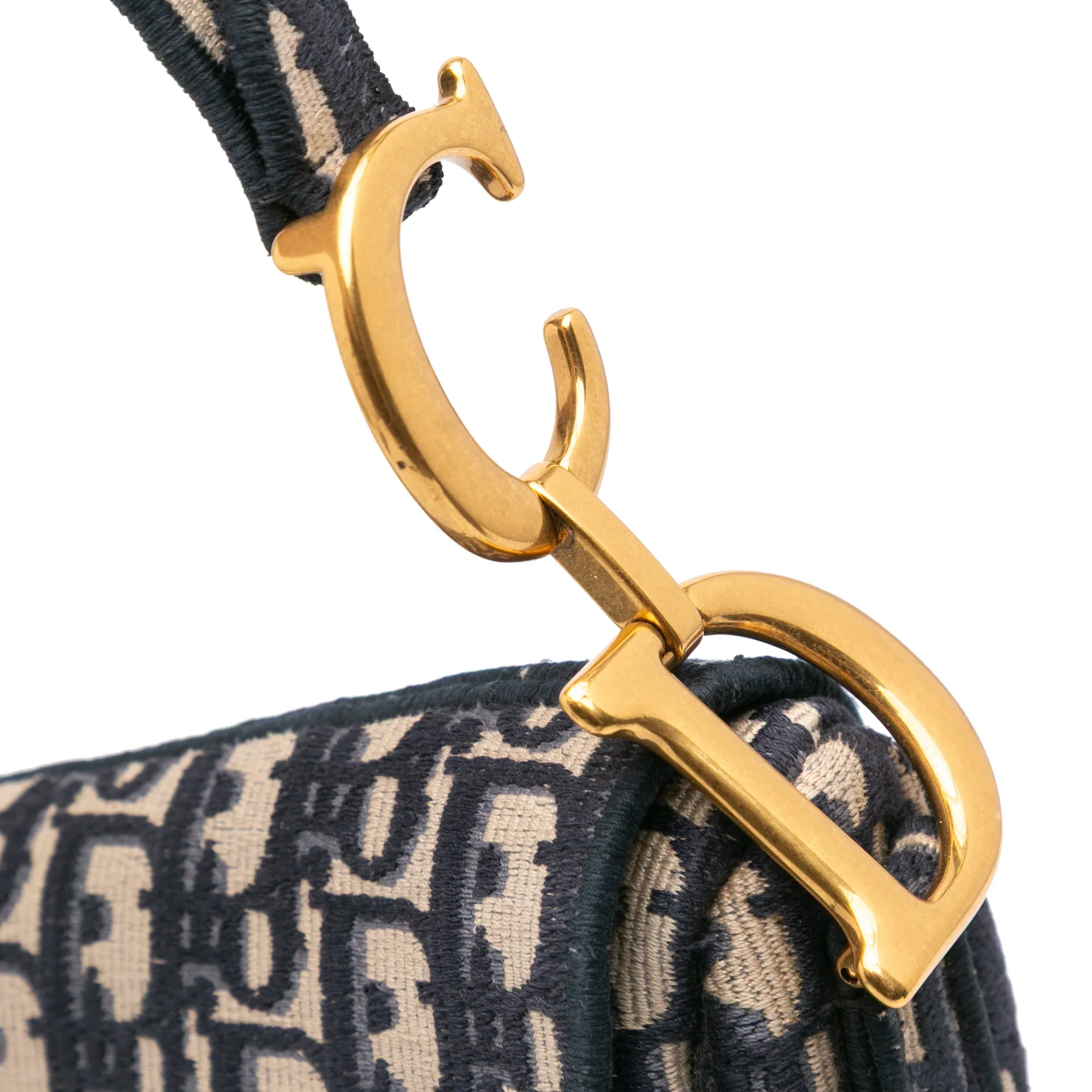 Oblique Embroidered Canvas Saddle Bag
