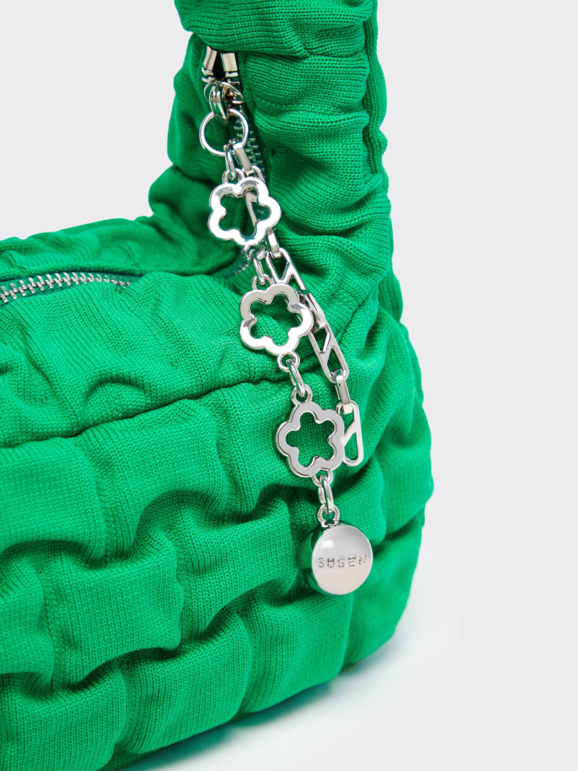 One Shoulder Pleated Toast Bag - Green