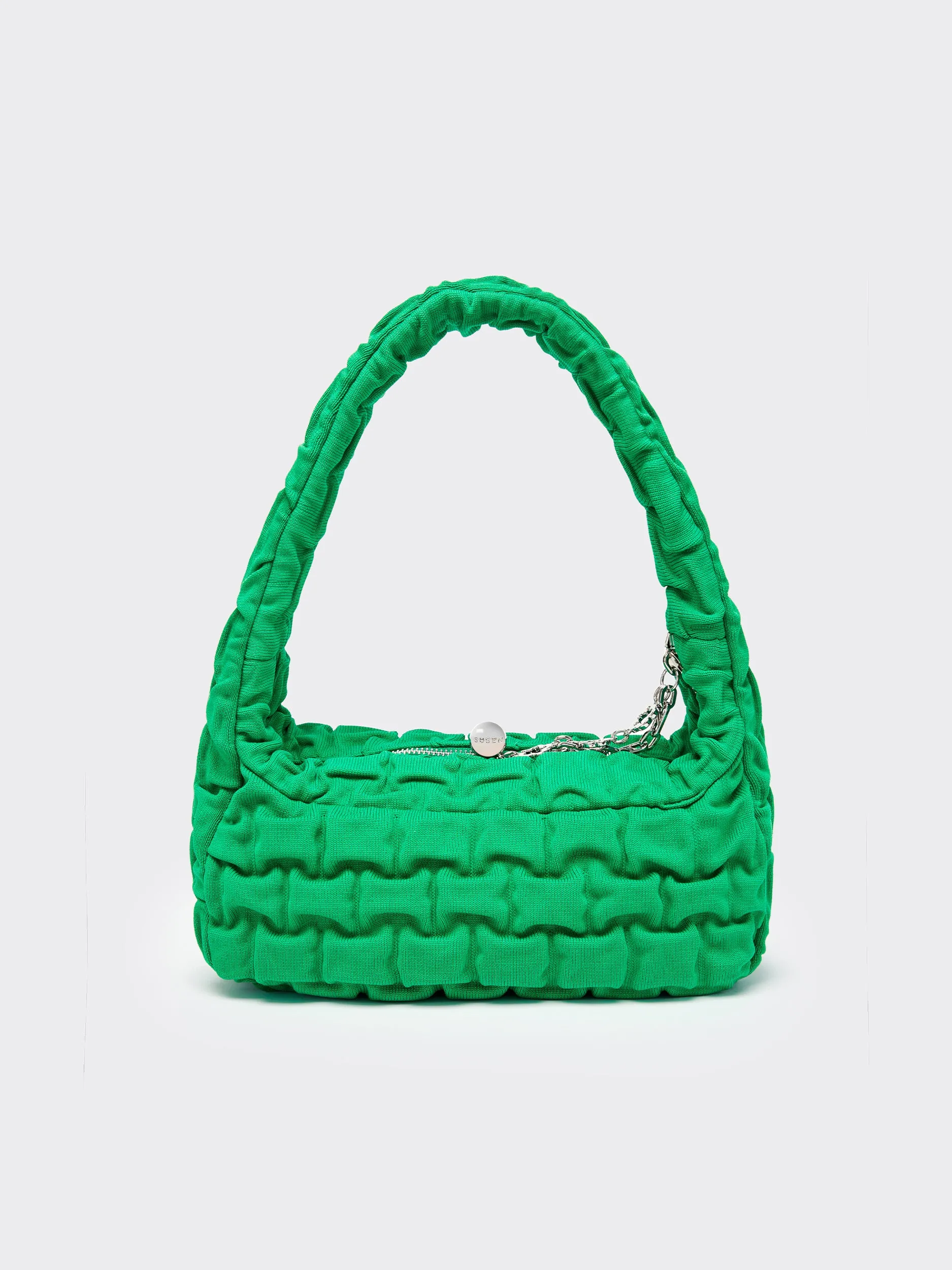 One Shoulder Pleated Toast Bag - Green