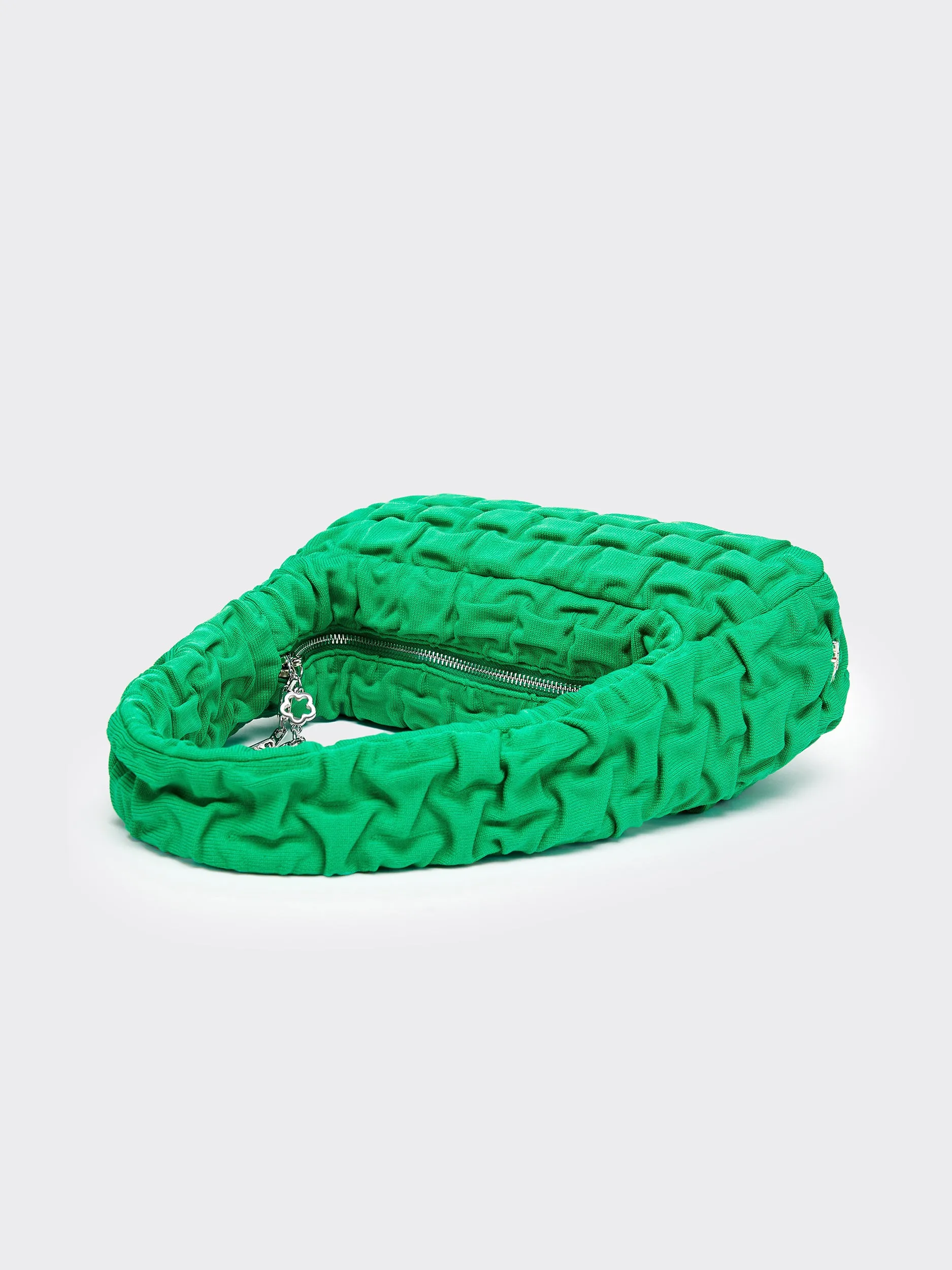 One Shoulder Pleated Toast Bag - Green