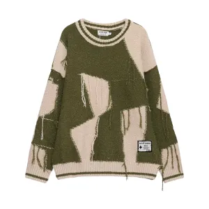 OOC' Contrast Color Tassels Sweater