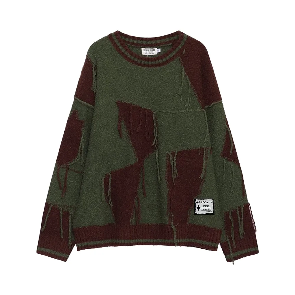 OOC' Contrast Color Tassels Sweater