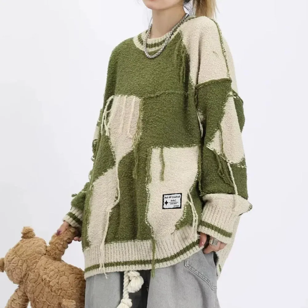 OOC' Contrast Color Tassels Sweater