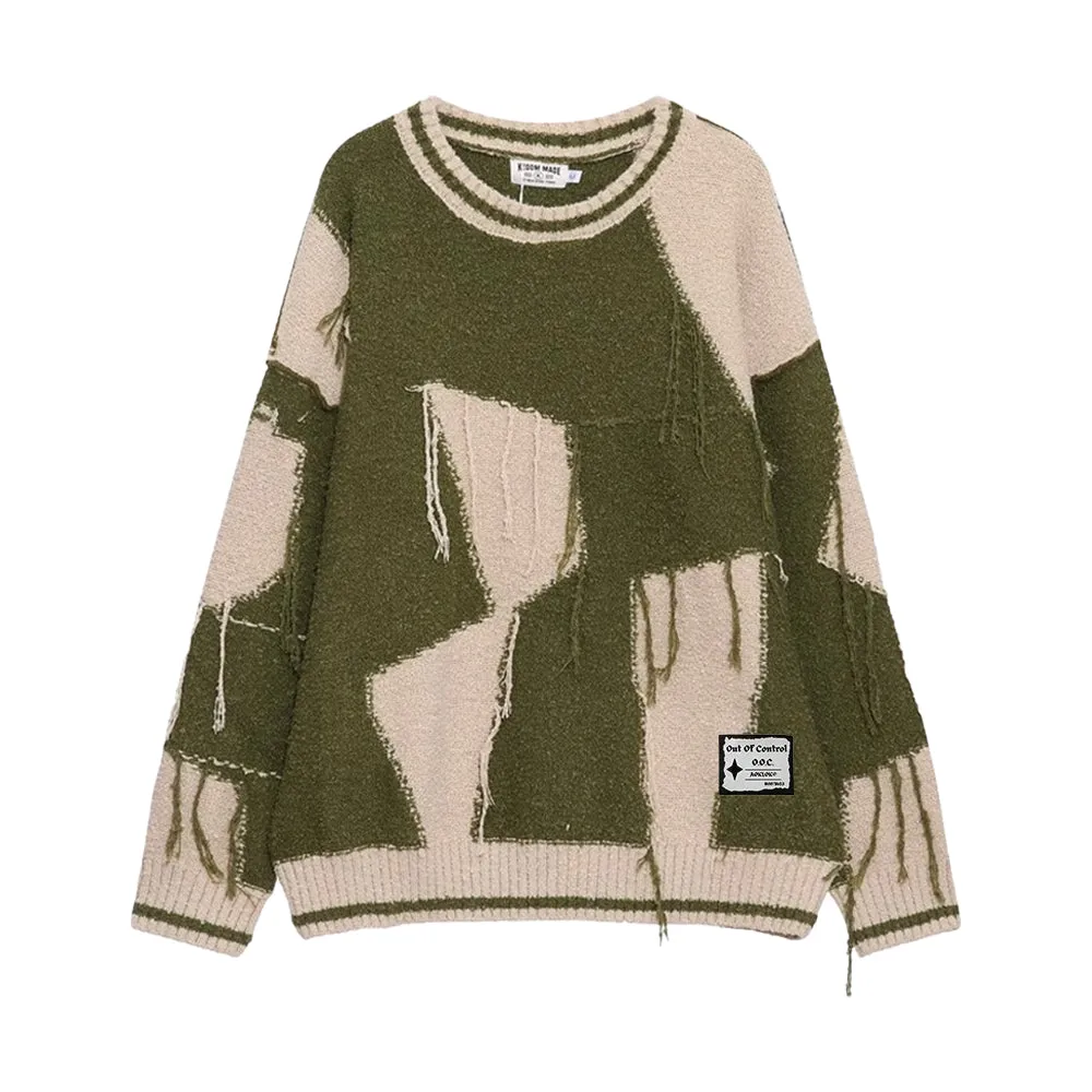 OOC' Contrast Color Tassels Sweater