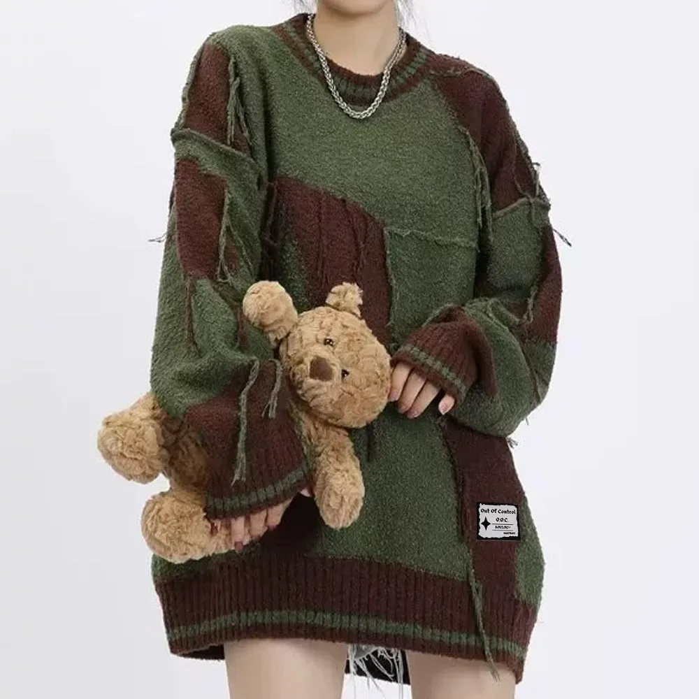 OOC' Contrast Color Tassels Sweater