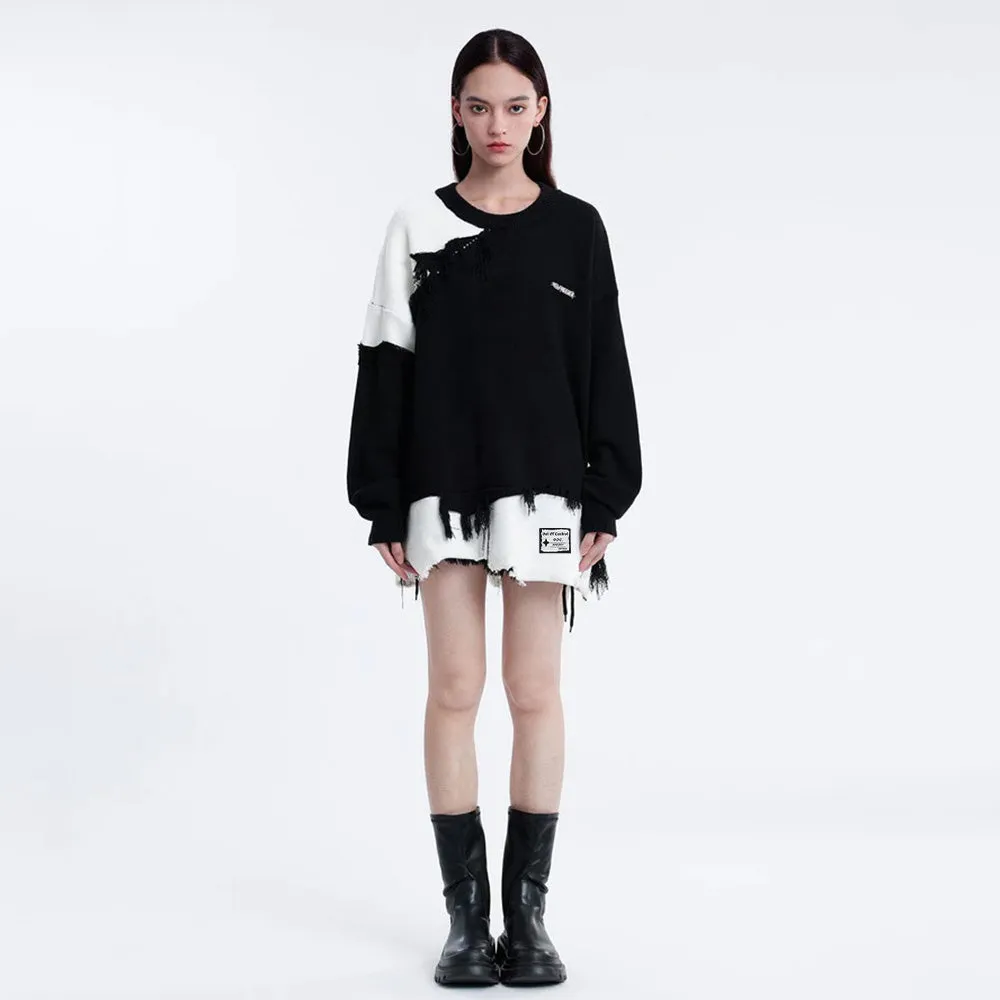 OOC' Irregular Tattered Tassels Sweater