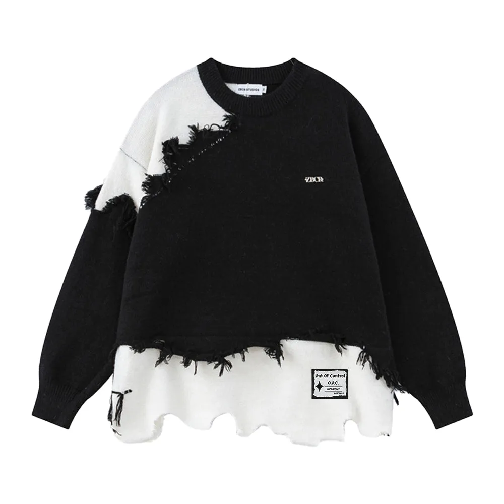 OOC' Irregular Tattered Tassels Sweater