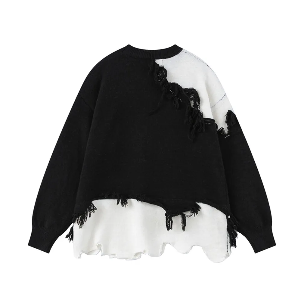 OOC' Irregular Tattered Tassels Sweater