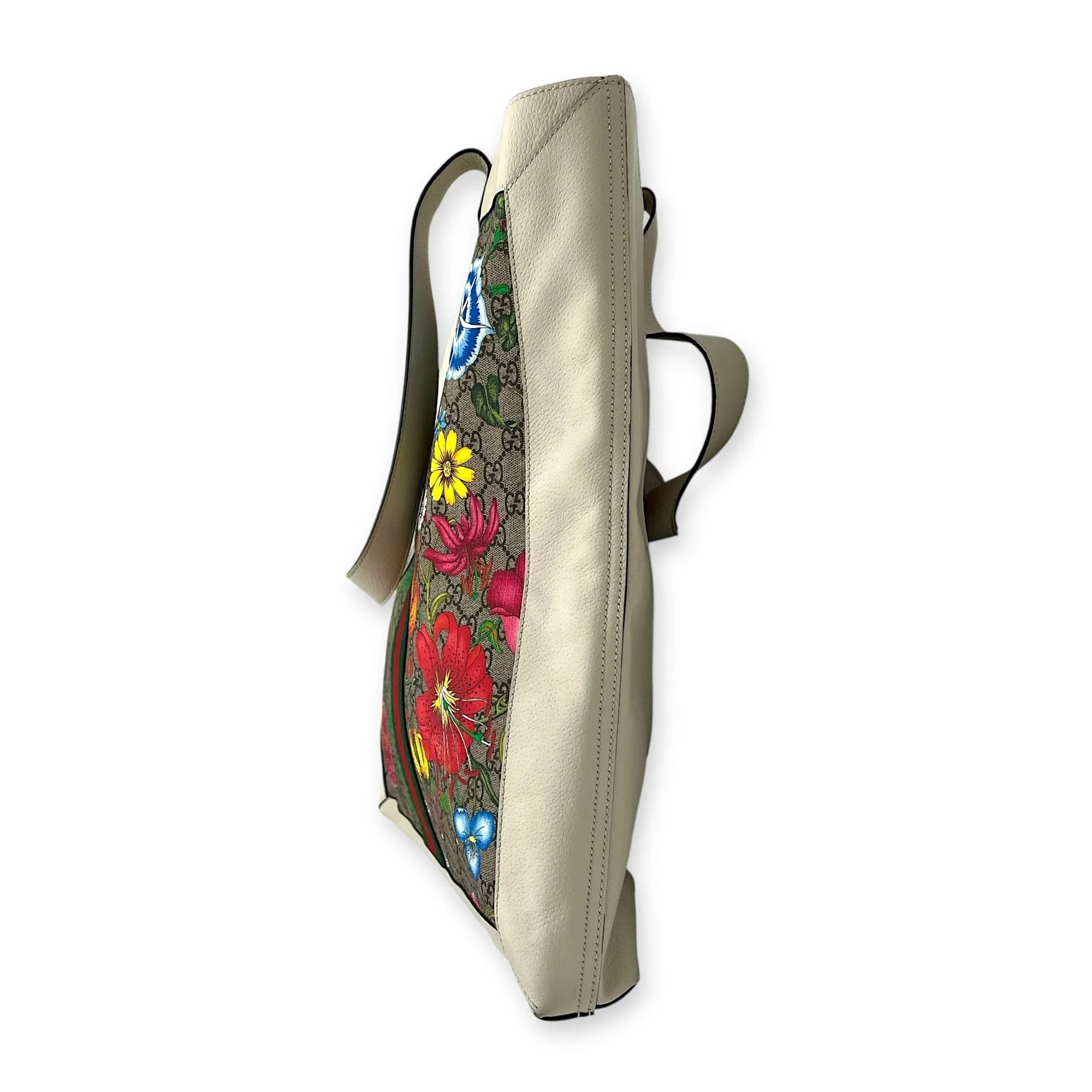 Ophidia Tote Bag White in Coated Canvas, Gold hardware