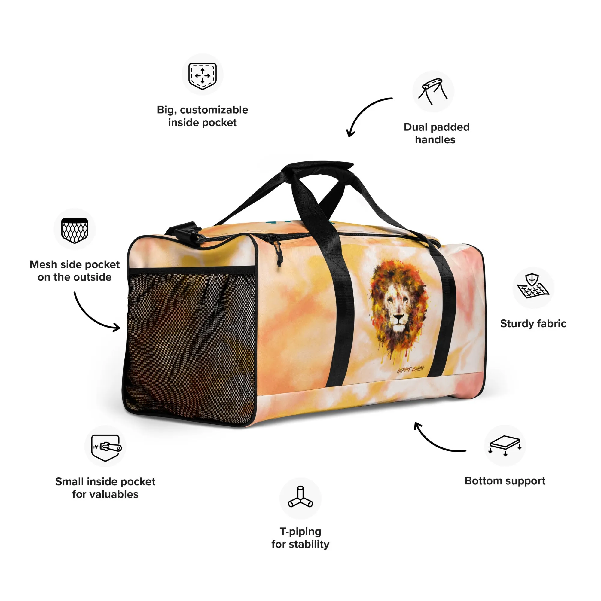 Orange Tie Dye Duffle Bag - OG Hippie Chick