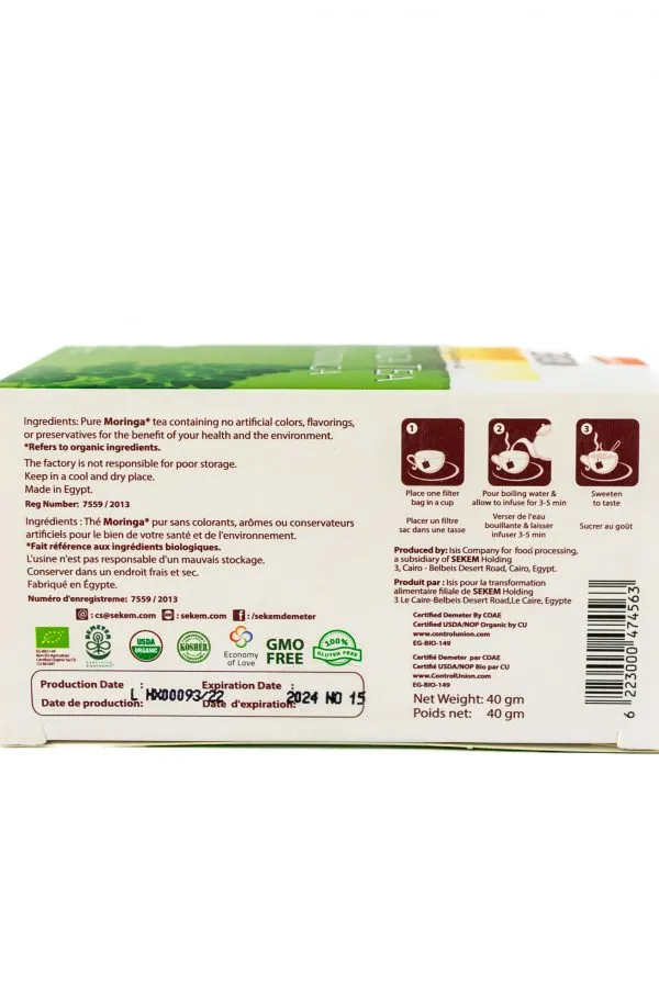 Organic Moringa Tea 20 Tea Bags