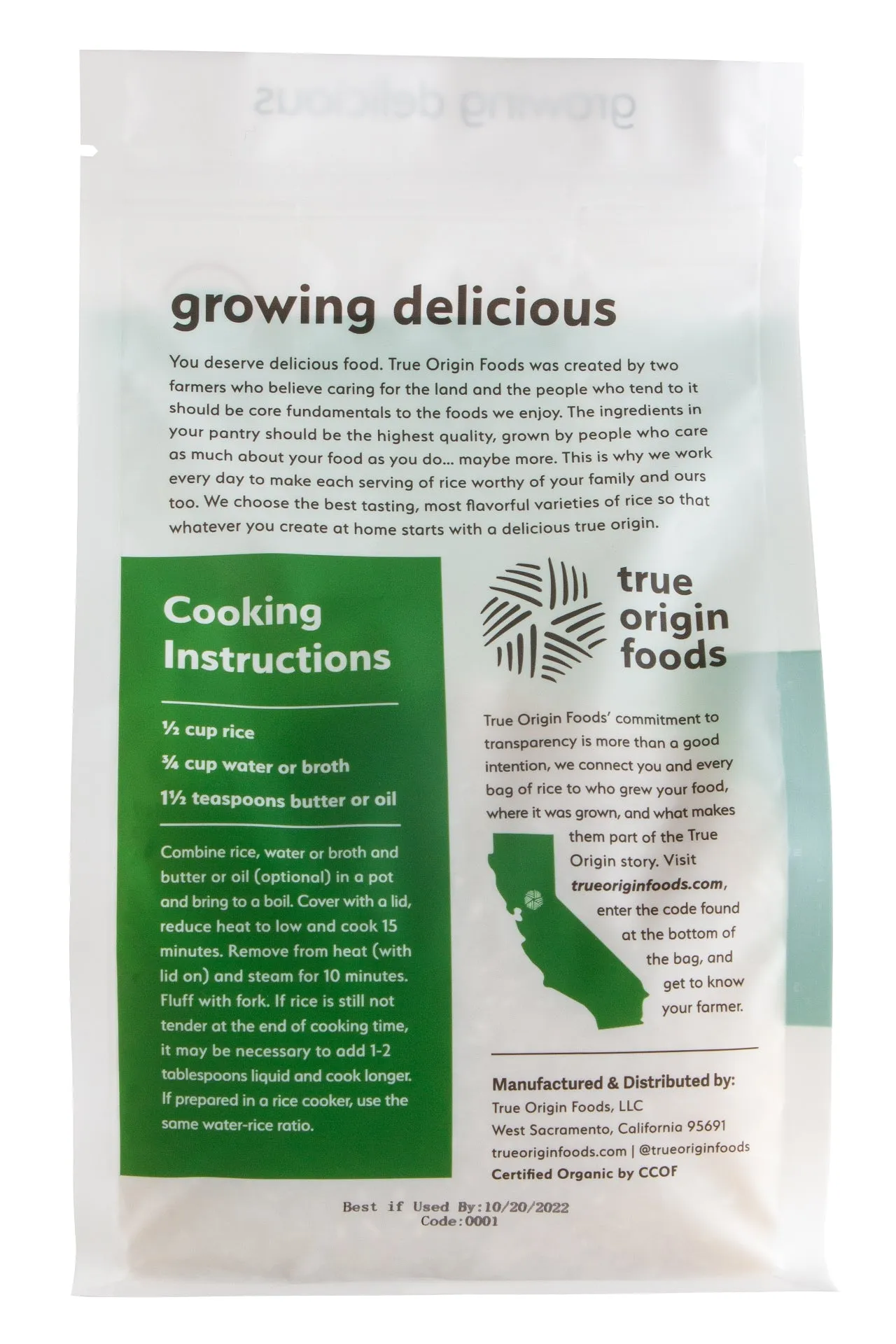 Organic White Calrose Rice - 6 pack of 2 lb. bags