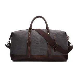 Oversized Canvas Duffle Bag with Leather Trim, Travel Bags for Men