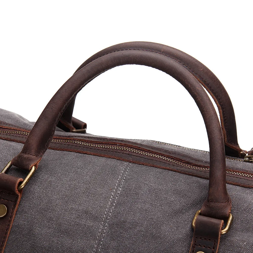Oversized Canvas Duffle Bag with Leather Trim, Travel Bags for Men