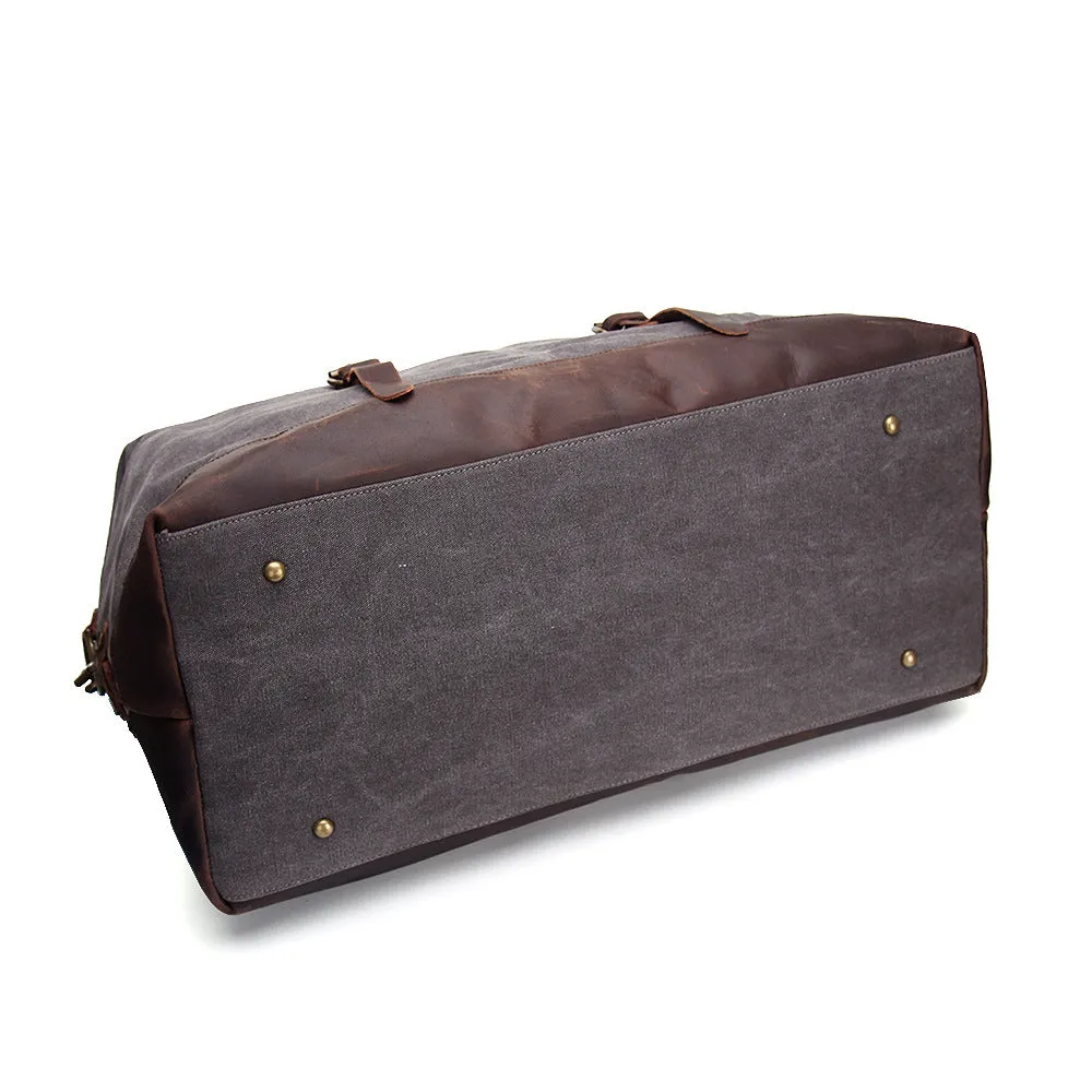 Oversized Canvas Duffle Bag with Leather Trim, Travel Bags for Men