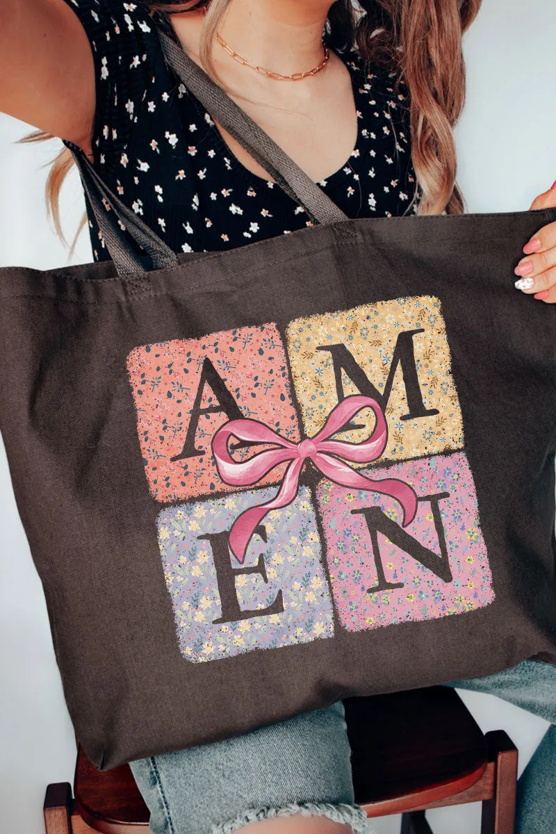 Patchwork Floral Amen Canvas Jumbo Tote