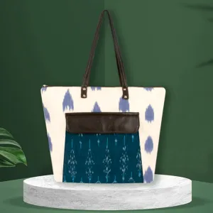 Pearl White Ikat Office Bag