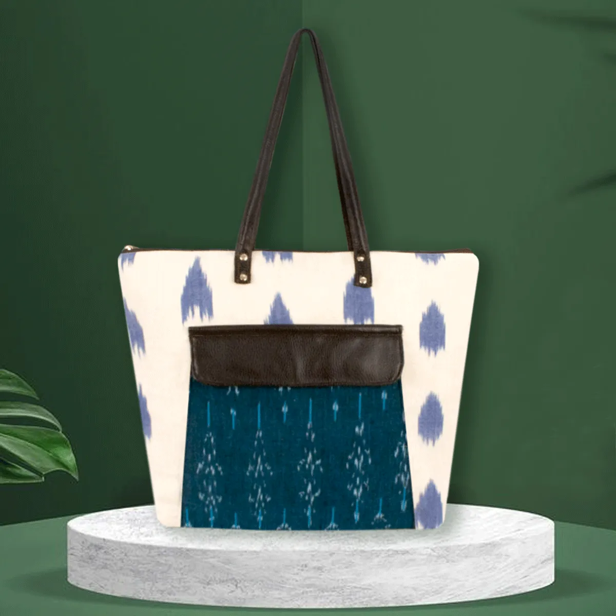 Pearl White Ikat Office Bag
