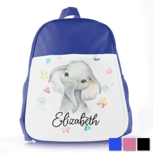 Personalised School Bag with Cute Text and Elephant Hearts