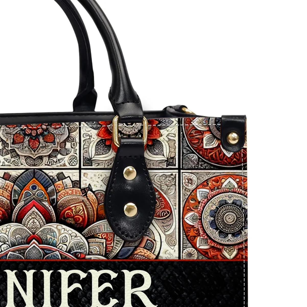 Personalized Mandala Leather Tote Bag - CHRISTIANARTBAG CABLTHB01170424.