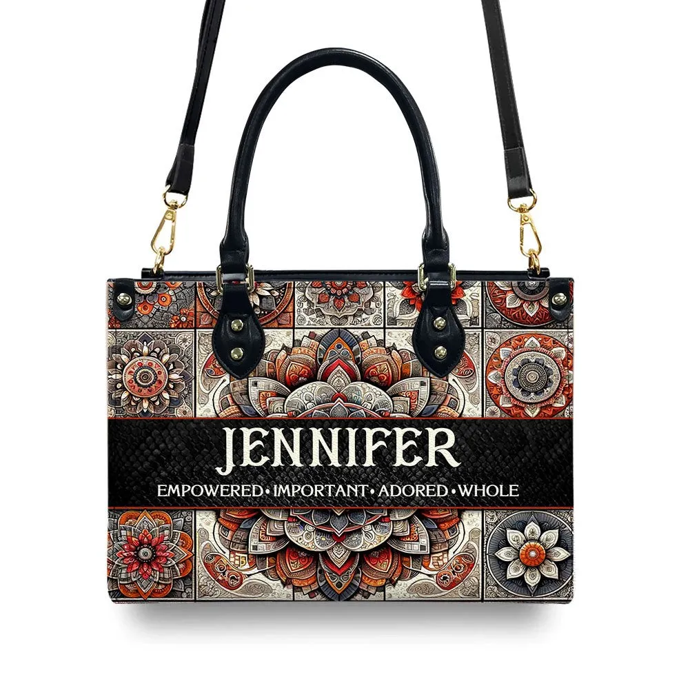 Personalized Mandala Leather Tote Bag - CHRISTIANARTBAG CABLTHB01170424.