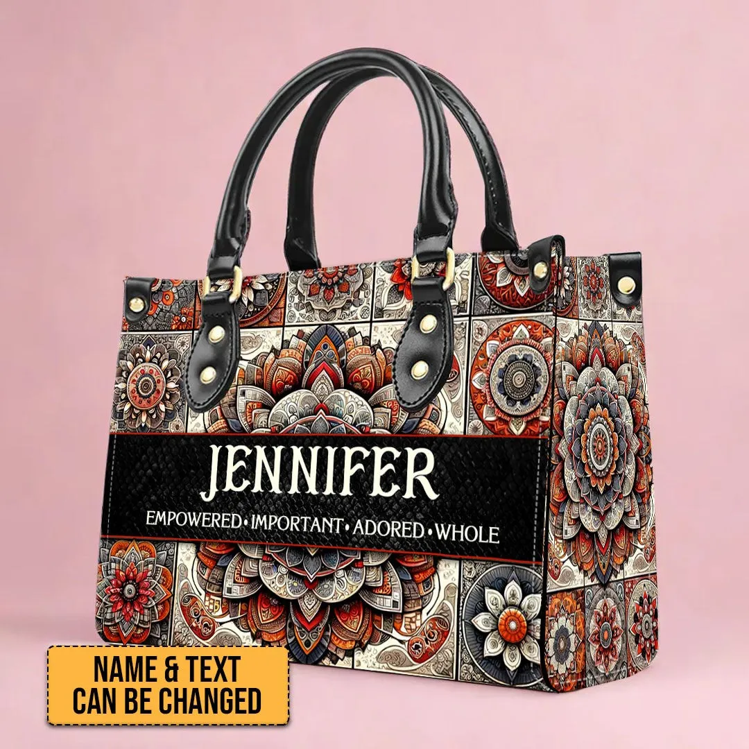 Personalized Mandala Leather Tote Bag - CHRISTIANARTBAG CABLTHB01170424.