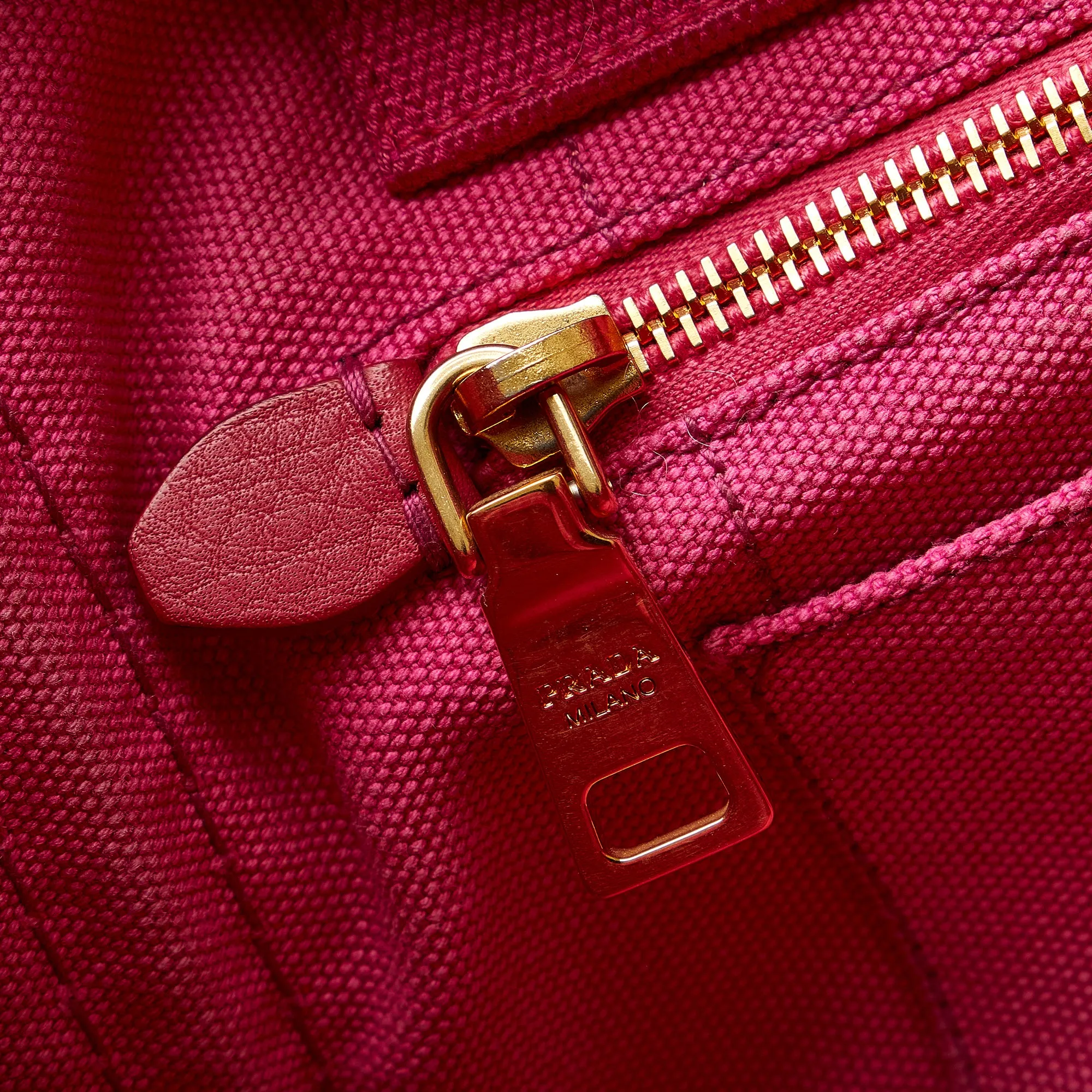 Pink Prada Small Canvas Canapa Logo Satchel