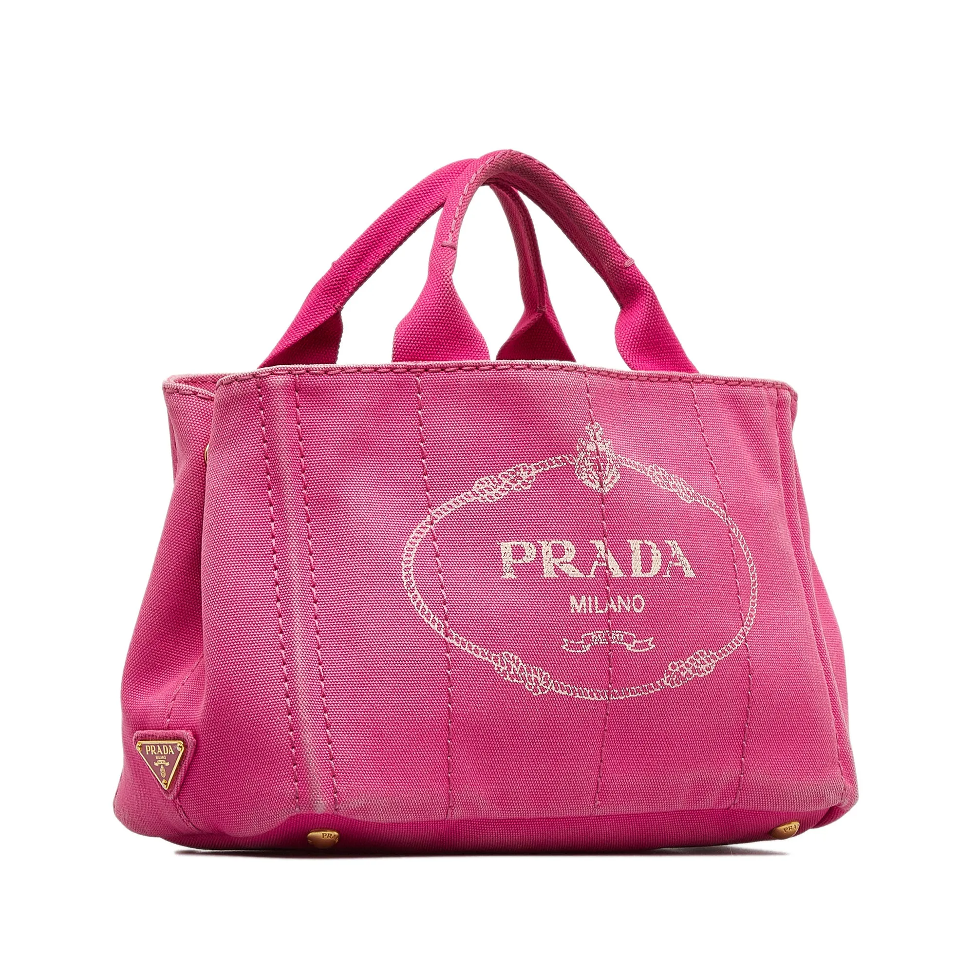 Pink Prada Small Canvas Canapa Logo Satchel