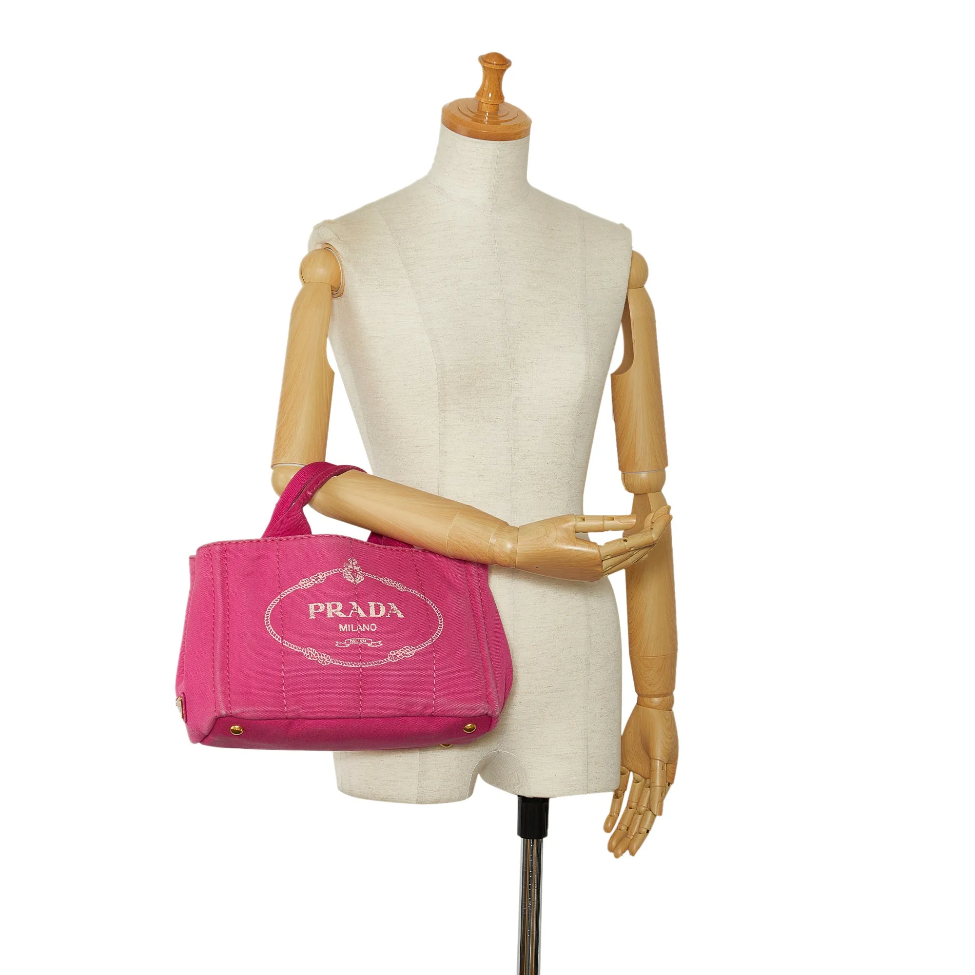 Pink Prada Small Canvas Canapa Logo Satchel