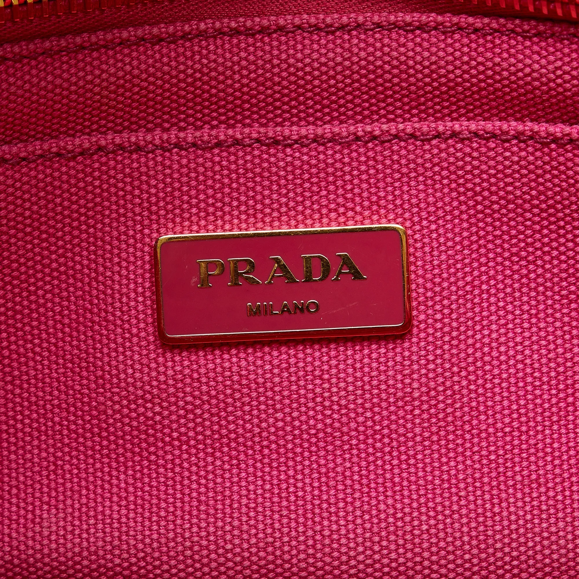 Pink Prada Small Canvas Canapa Logo Satchel