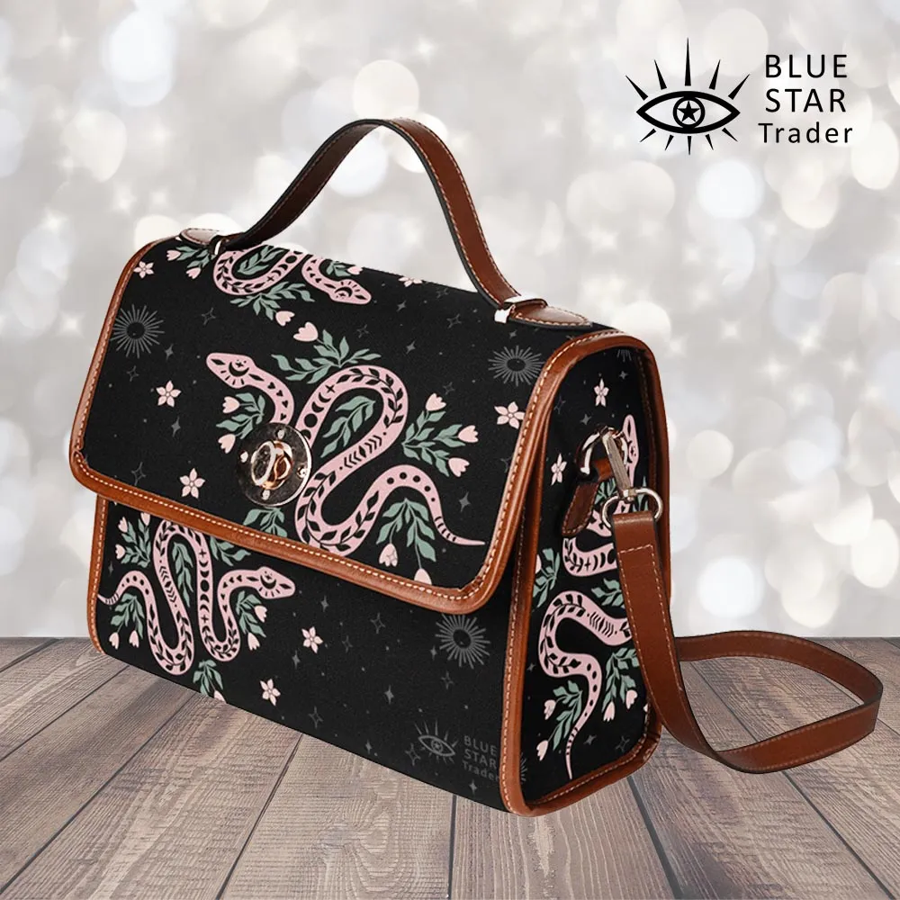 Pink Snakes Witch Canvas Satchel Purse