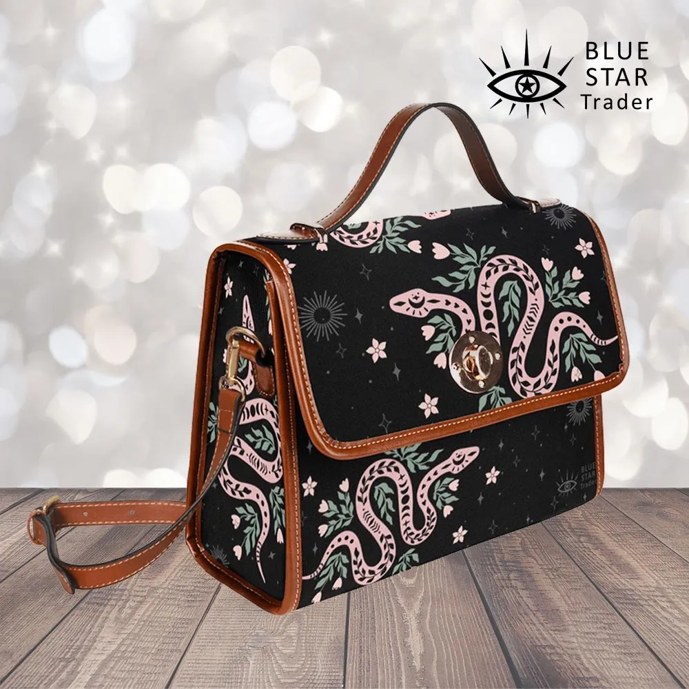 Pink Snakes Witch Canvas Satchel Purse