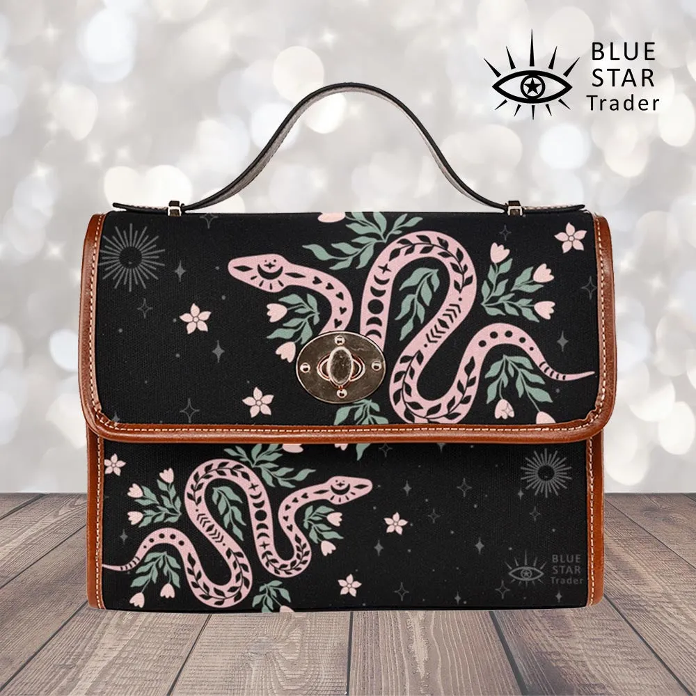 Pink Snakes Witch Canvas Satchel Purse