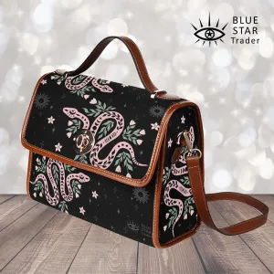 Pink Snakes Witch Canvas Satchel Purse
