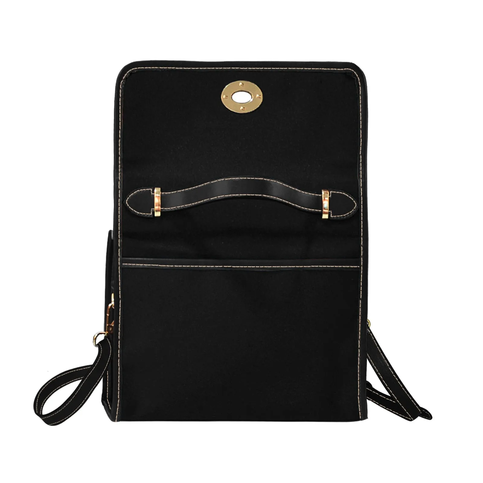 Plain Black Canvas Satchel Purse