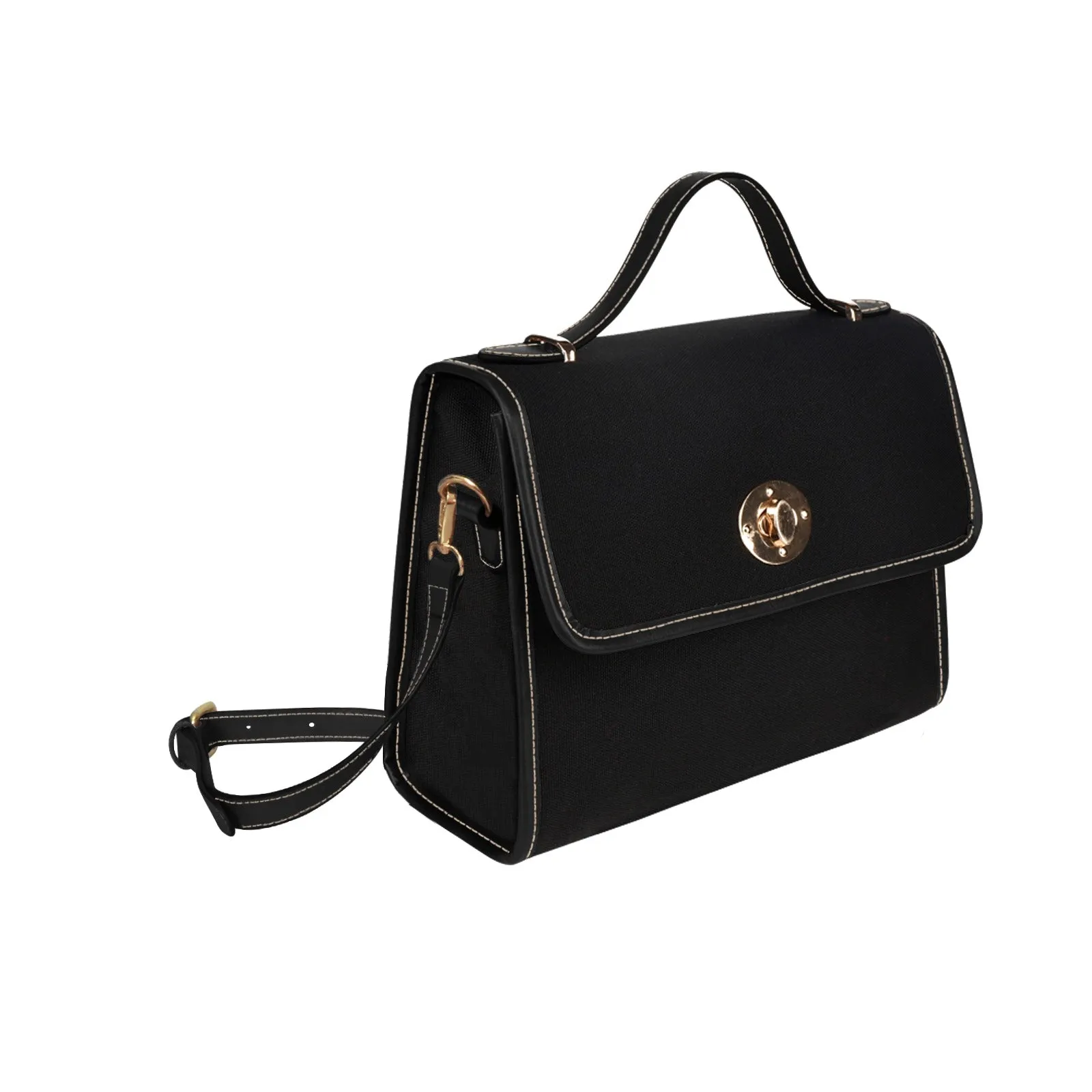 Plain Black Canvas Satchel Purse