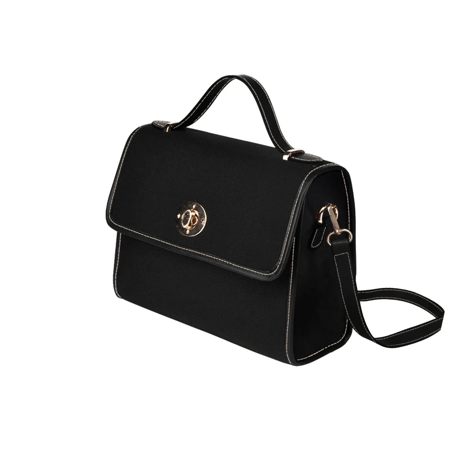 Plain Black Canvas Satchel Purse